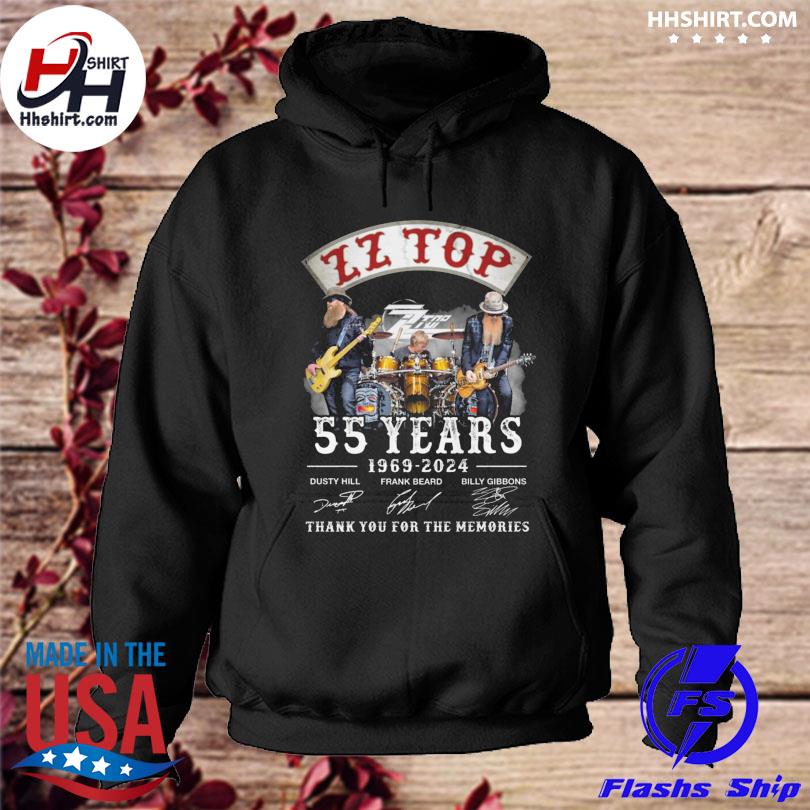 ZZ Top 55 years 1969 2024 thank you for the memories signatures s hoodie