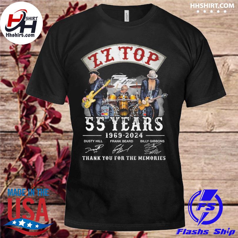 ZZ Top 55 years 1969 2024 thank you for the memories signatures shirt