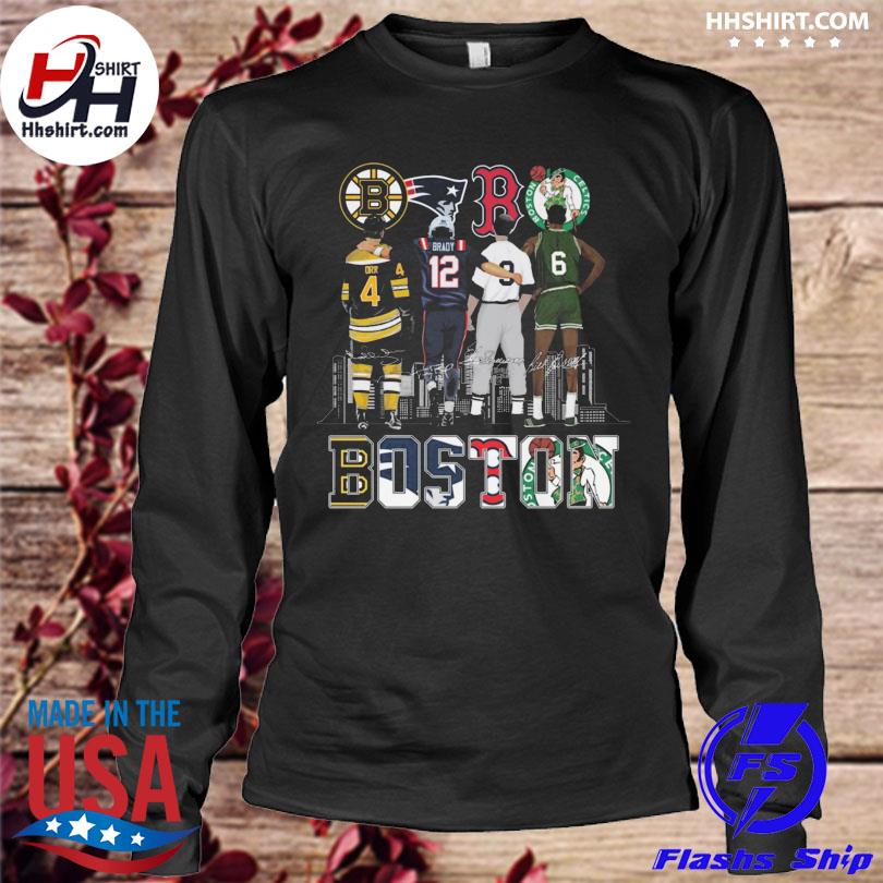 Boston Bruins Bobby Orr New England Patriots Tom Brady Boston Red Sox Ted  Williams Boston Celtics Bill Russell The Legends of Boston City signature  shirt, hoodie, sweater, long sleeve and tank top