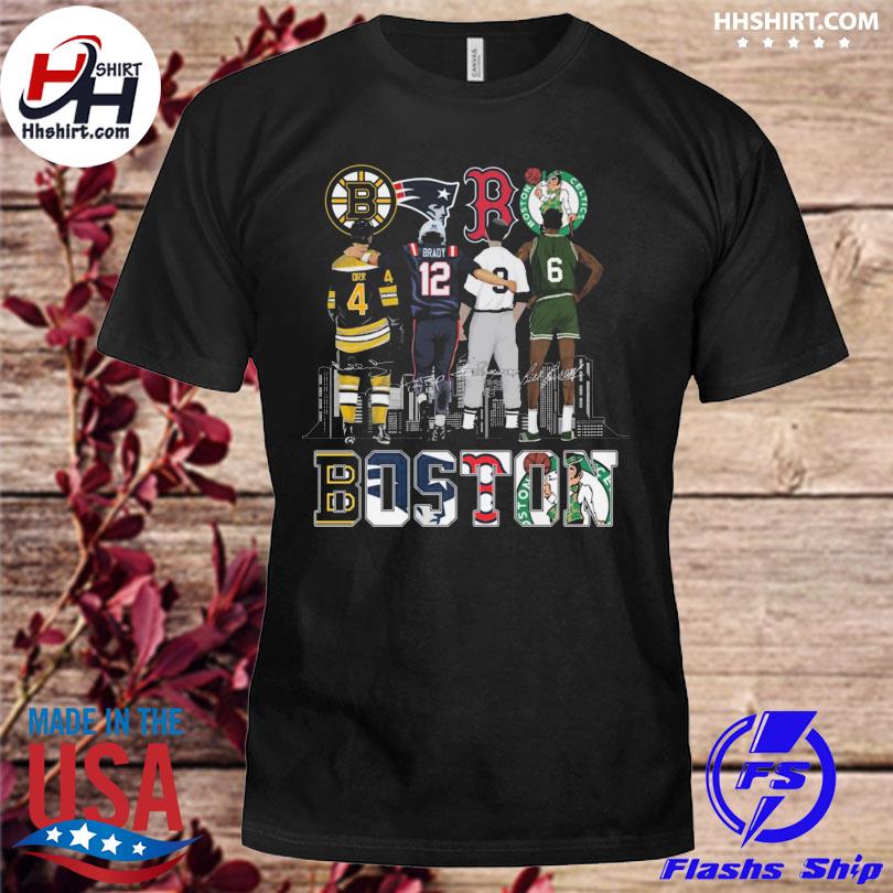 Boston Bruins Bobby Orr New England Patriots Tom Brady Boston Red Sox Ted  Williams Boston Celtics Bill Russell The Legends of Boston City signature  shirt, hoodie, sweater, long sleeve and tank top