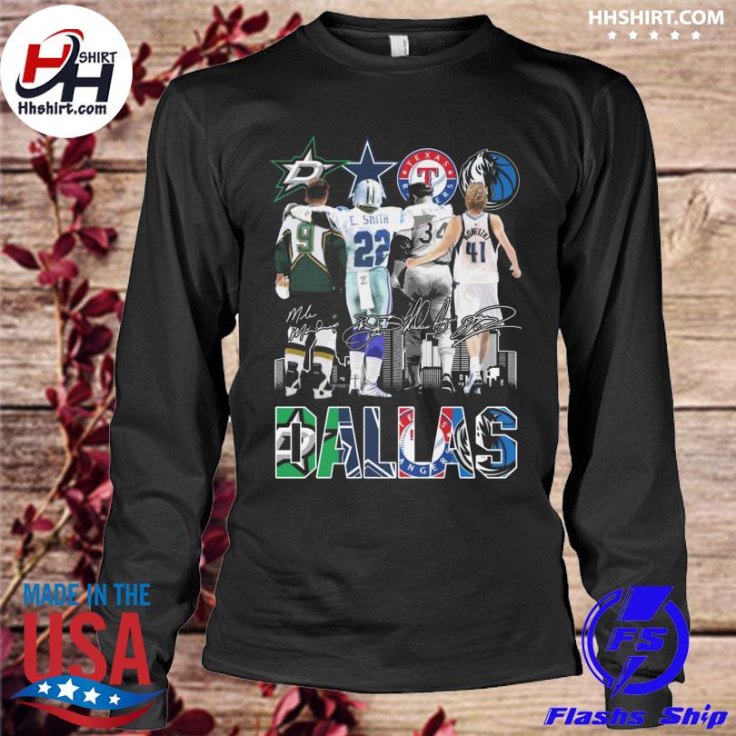 Dallas Cowboys emmitt smith Dallas mavericks tony romo Texas rangers nolan  ryan Dallas stars dirk nowitzki signatures 2023 shirt, hoodie, longsleeve  tee, sweater