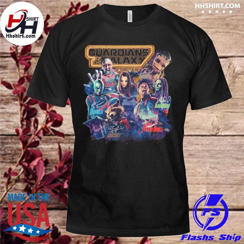 Guardians of the galaxy drah groot rocket peter quill signatures 2023 shirt