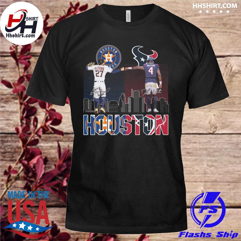 Houston Astros José Altuve and Houston Texans Deshaun Watson skyline  signatures shirt, hoodie, sweater, long sleeve and tank top