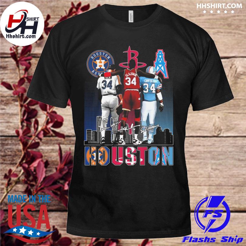 Houston Astros Ryan Houston Rockets Olajuwon Houston Oilers Campbell  signature Houston skyline city shirt, hoodie, sweater, long sleeve and tank  top