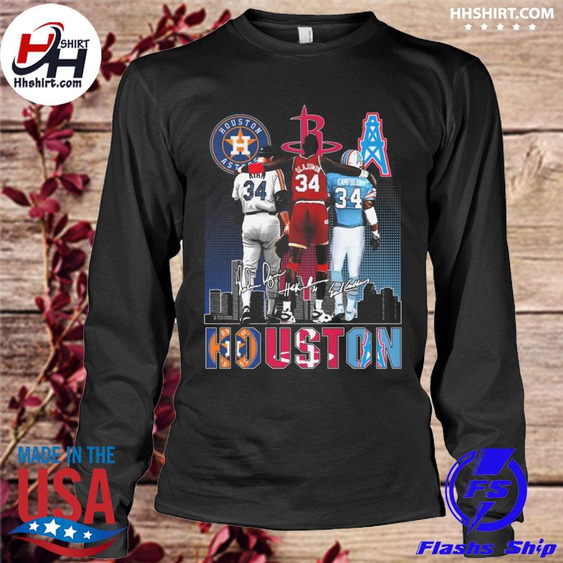 Houston Sports Teams Nolan Ryan Hakeem Olajuwon And Earl Campbell  Signatures 2023 Shirt, hoodie, sweater, long sleeve and tank top