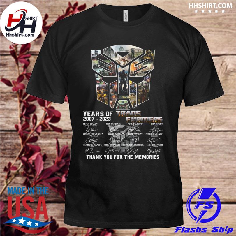 Transformers 4 years of 2007 2023 thank you for the memories signatures shirt