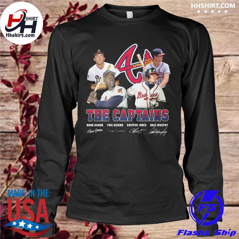 Official Atlanta Braves The Captains Hank Aaron Phil Niekro Chipper Jone Dale  Murphy Signatures Shirt, hoodie, sweater, long sleeve and tank top