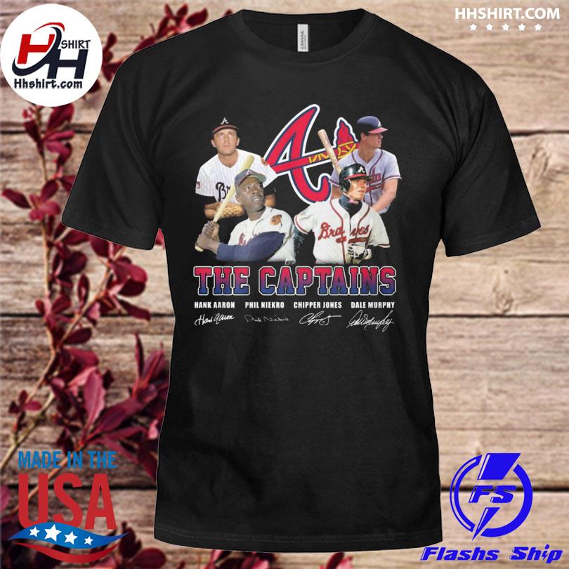 Atlanta Braves The Captains Hank Aaron Phil Niekro Chipper Jone Dale Murphy  Signatures Shirt