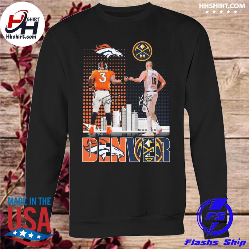 Official Russell Wilson and Nikola Jokic Denver Broncos and Nuggets 2023  champions signatures shirt, hoodie, sweater, long sleeve and tank top