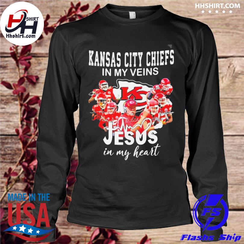 Kansas City Chiefs in my veins Jesus in my heart shirt