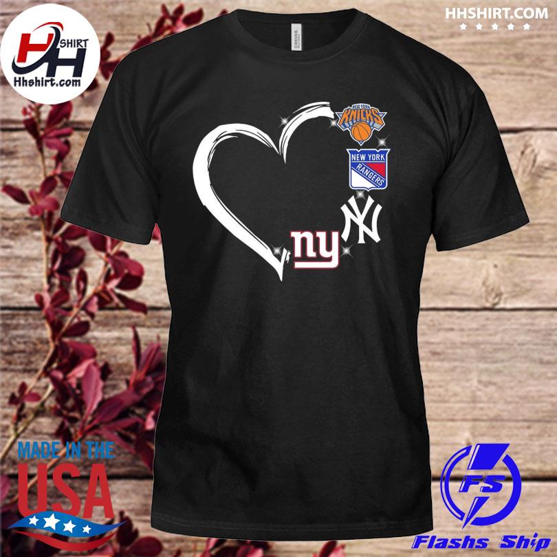 New york knicks rangers yankees giants heart 2023 shirt, hoodie, longsleeve  tee, sweater