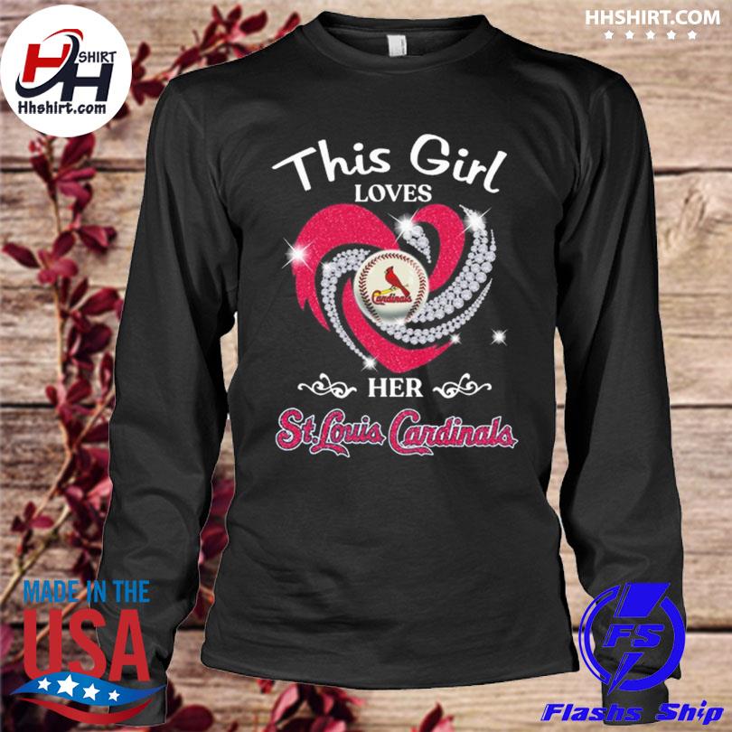 This girl love her st.louis cardinals diamonds heart shirt, hoodie