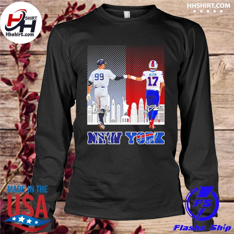 New York Aaron Judge and Josh Allen skyline signatures shirt