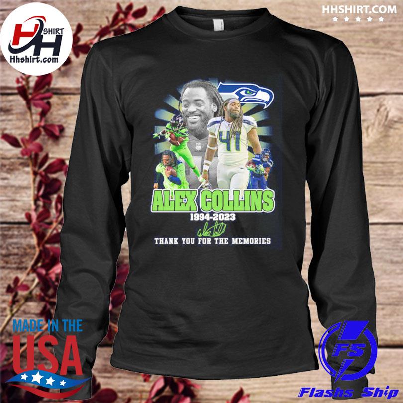 Alex Collins 1994 2023 Seattle Seahawks thank you for the memories shirt,  hoodie, sweater, long sleeve and tank top