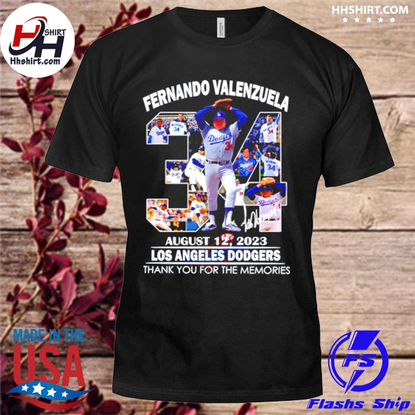 Official Fernando Valenzuela August 12, 2023 Los Angeles Dodgers Thank You  For The Memories T-Shirt, hoodie, sweater, long sleeve and tank top