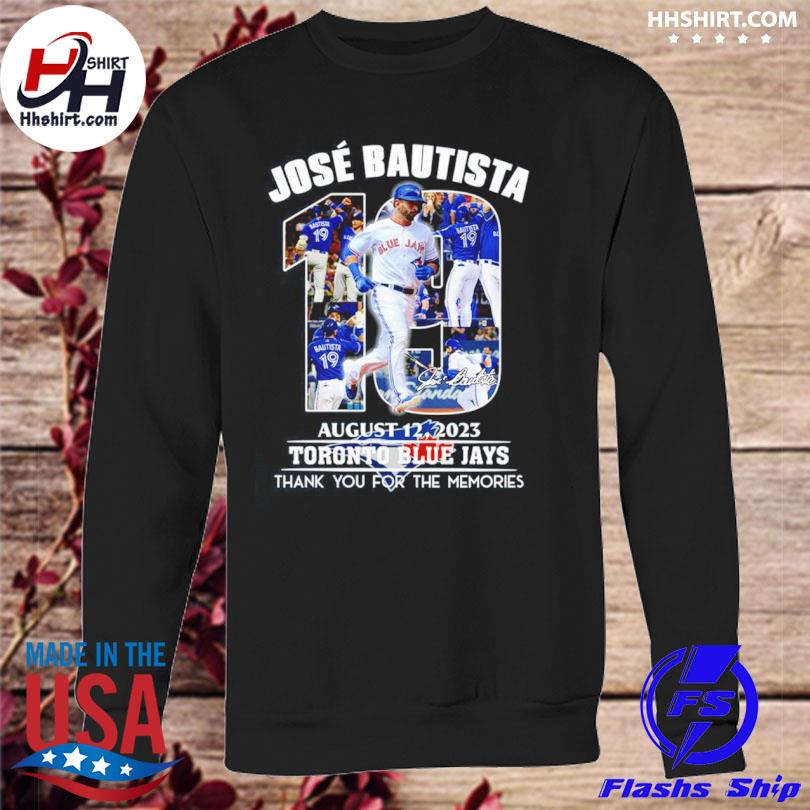 Jose Bautista Toronto Blue Jays 2023 signature thank you for the memories  shirt, hoodie, sweater, long sleeve and tank top