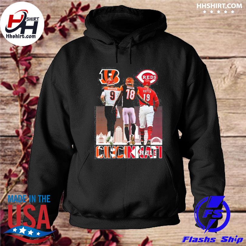 Cincinnati Bengals Joe Burrow A. J. Green and Joey Votto skyline 2023  shirt, hoodie, longsleeve tee, sweater