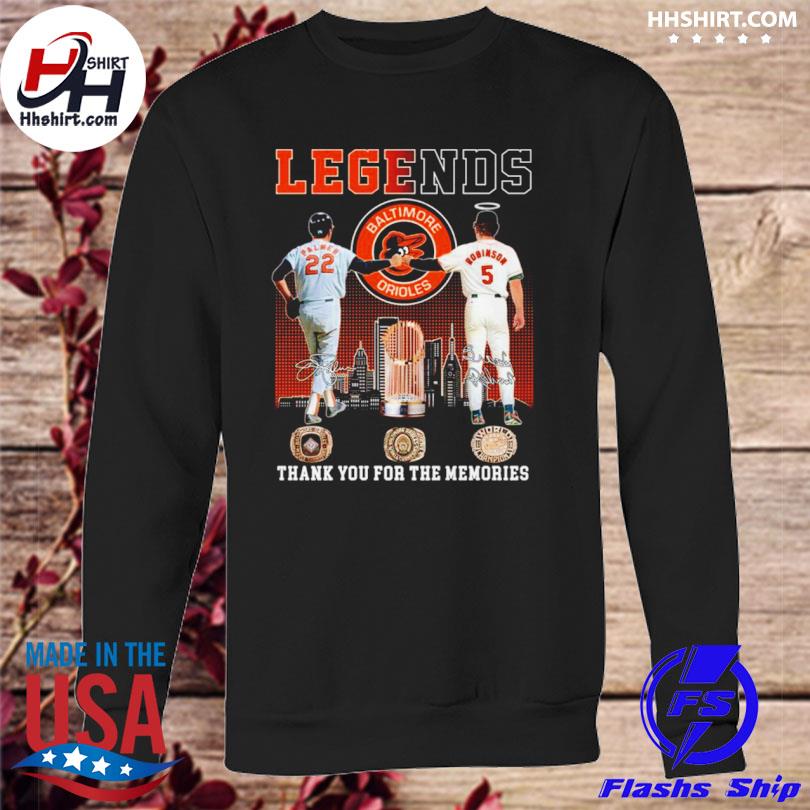 Legends Baltimore Orioles Palmer And Robinson Thank You For The Memories T- Shirt, hoodie, sweater and long sleeve