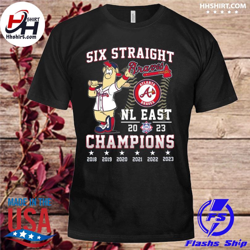 Atlanta Braves mascot Six Straight NL East 2023 Champions 6X