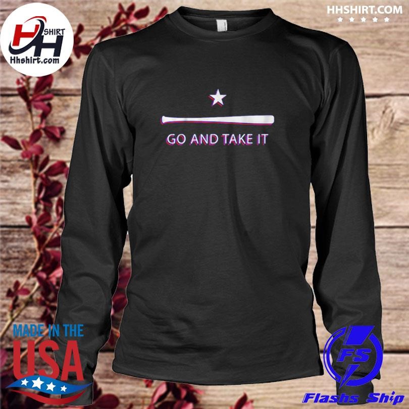 Come and Take It Houston Vintage Baseball Bat Flag Baseball Sleeve Shirt