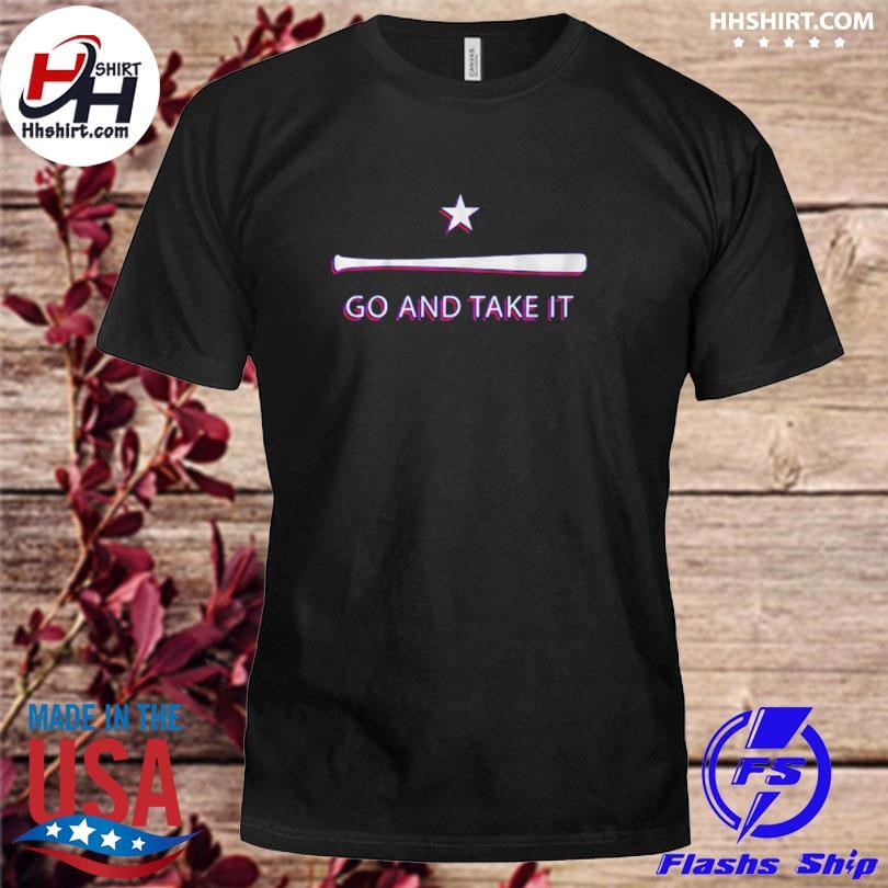 Come and Take It Houston Vintage Baseball Bat Flag Baseball Sleeve Shirt