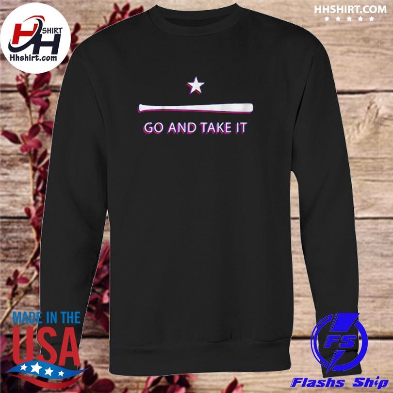 Come and Take It Houston Vintage Baseball Bat Flag Baseball Sleeve Shirt