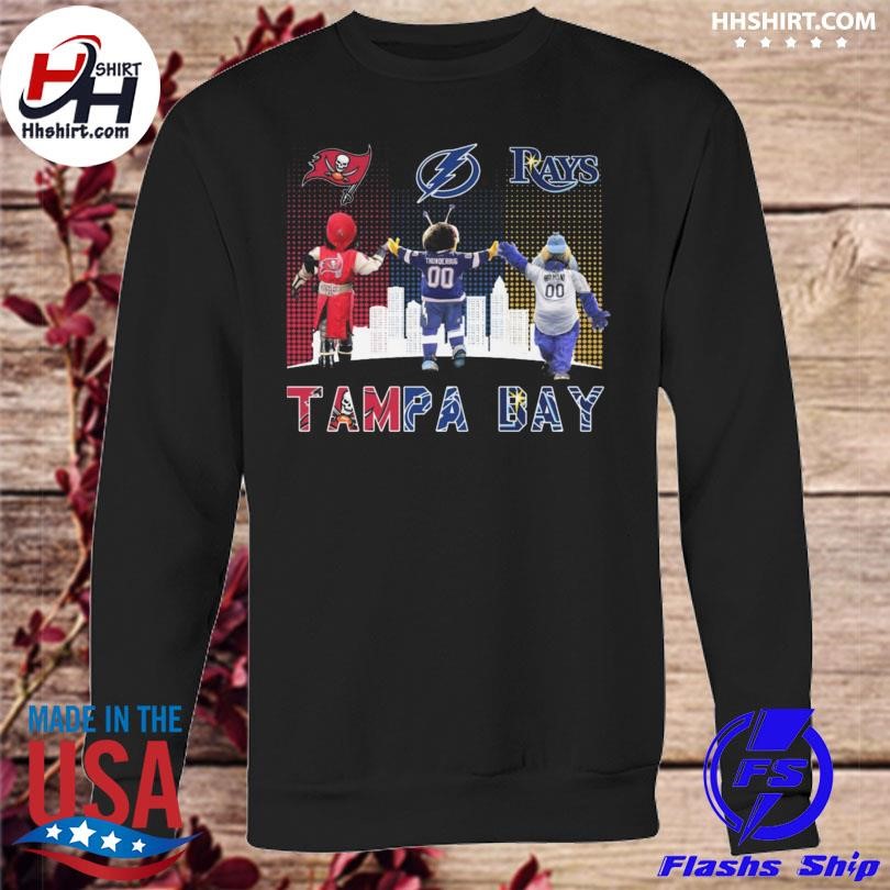 Official Mascots tampa bay sports teams tampa bay lightning tampa bay  buccaneers tampa bay rays skyline T-shirt, hoodie, tank top, sweater and  long sleeve t-shirt