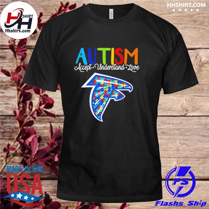 Atlanta Falcons Autism In This Family No One Fights Alone American Flag t- shirt, hoodie, sweater, long sleeve and tank top