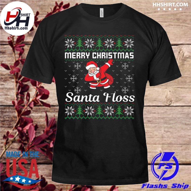 Dabbing santa claus merry Christmas santa floss ugly Christmas sweater