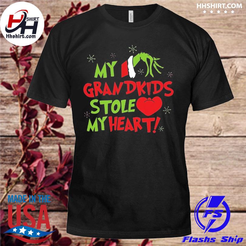 Grinch hand my grandkids stole my heart 2023 christmas sweater