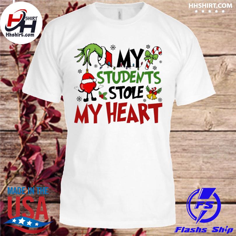 Grinch hand my students stole my heart 2023 merry Christmas sweater