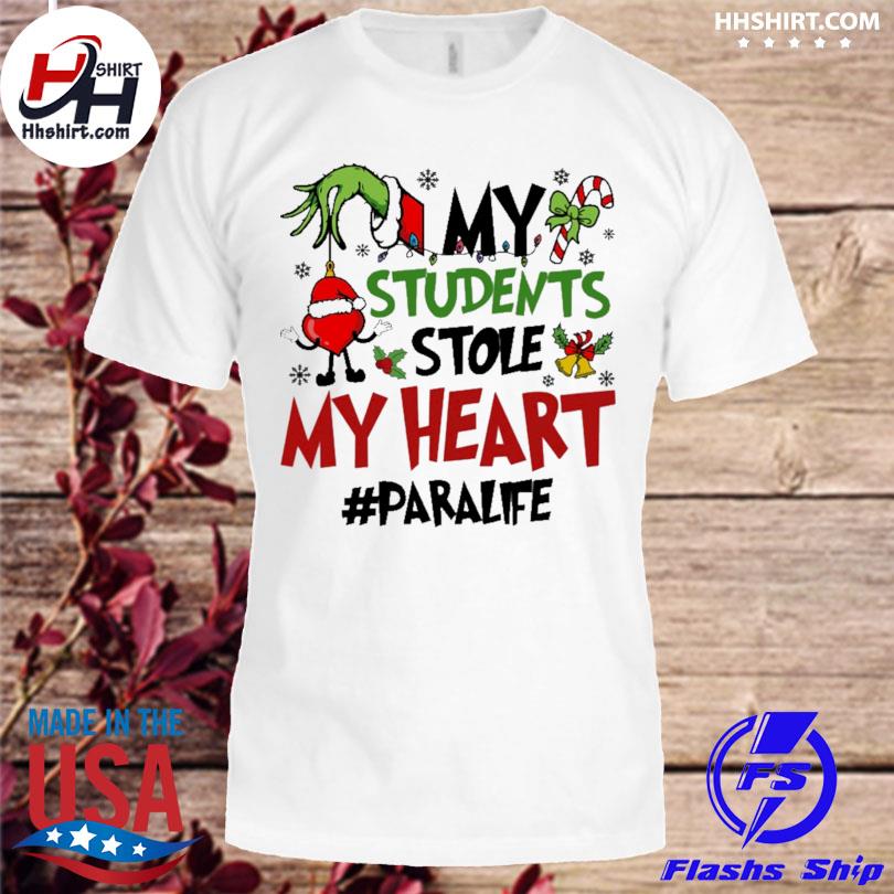 Grinch hand my students stole my heart para life 2023 merry Christmas sweater