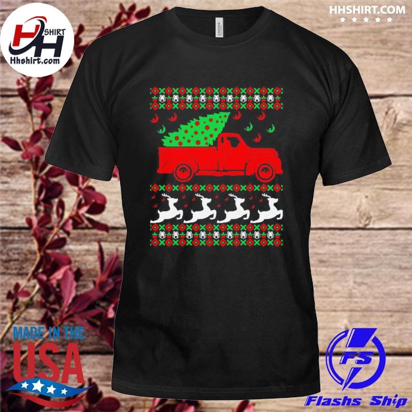 Festive Car Carrying Christmas Tree Ugly 2024 Shirt