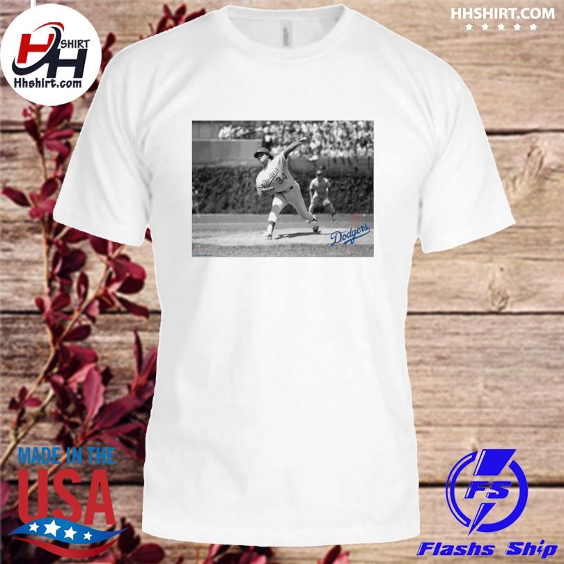 Los Angeles Dodgers Fernando Valenzuela Cream Black & White Photo Shirt