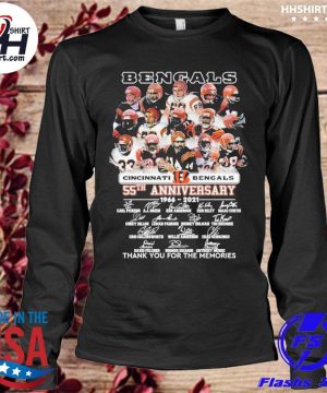 Cincinnati Bengals Anniversary 1966 2021 signatures thank you for the  memories shirt, hoodie, sweater and long sleeve