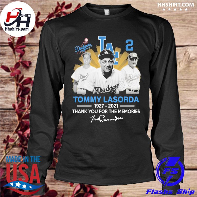 Los Angeles Dodgers Tommy Lasorda 1927-2021 Thank You For The Memories  Signature Shirt