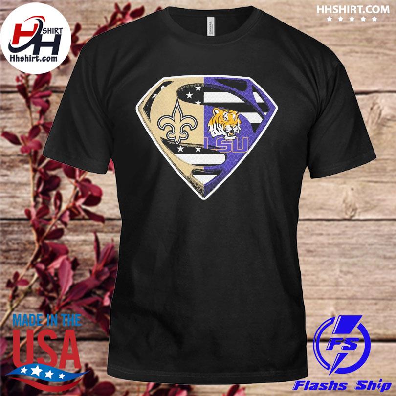 New orleans saints and lsu tiger superman shirt, hoodie, longsleeve tee,  sweater